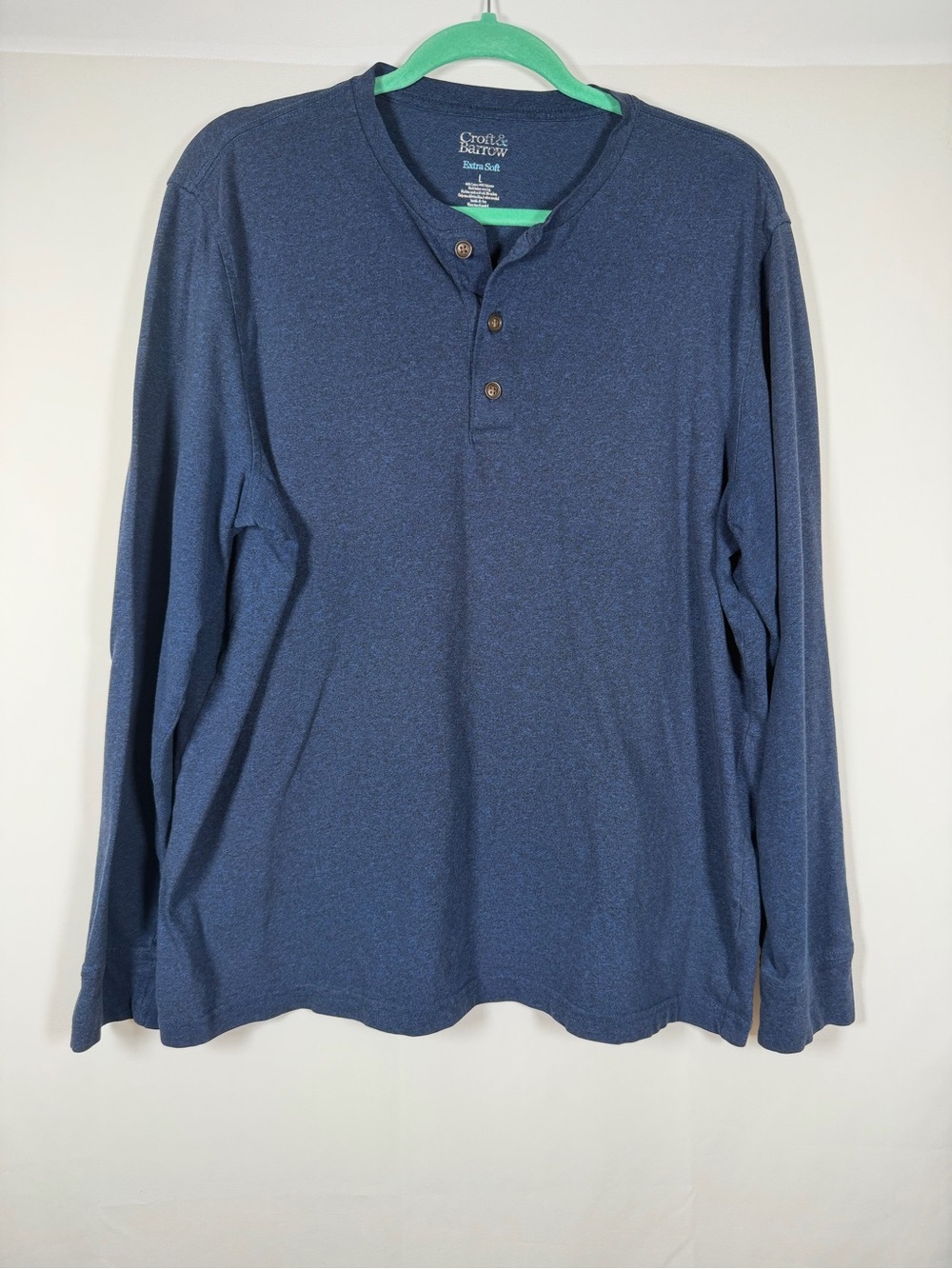 Blue Long-Sleeve Extra Soft Henley Shirt